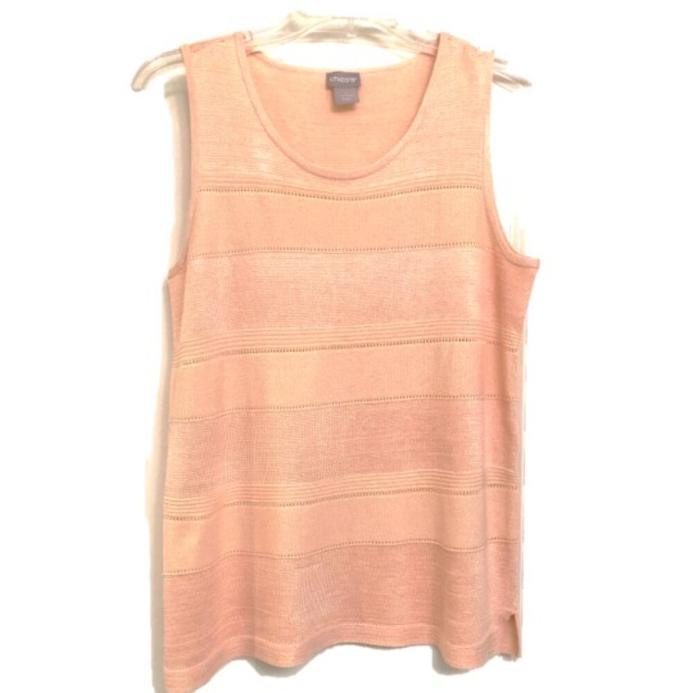 Chico's Women's Tank Top, Peach Knit, Sleeveless, Medium